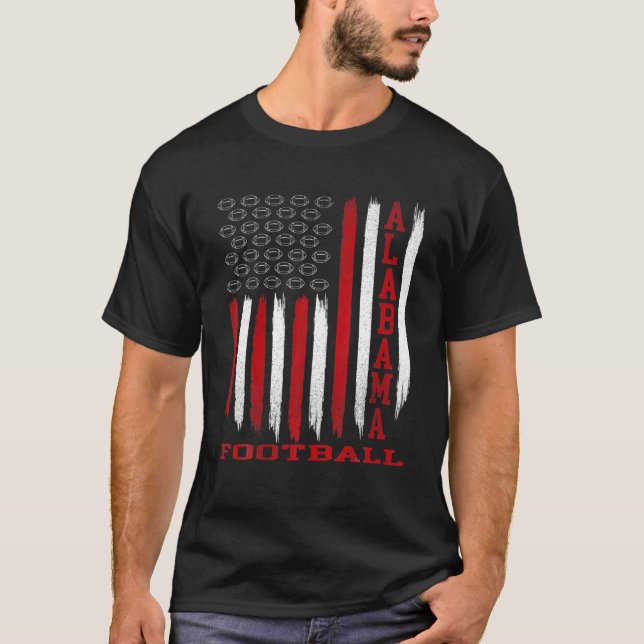 Patriotic USA Flag Alabama Football Season Party T-Shirt (Front)
