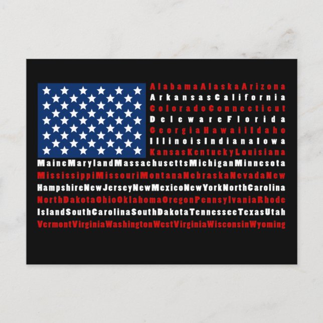 Patriotic USA Flag all 50 States Postcard (Front)