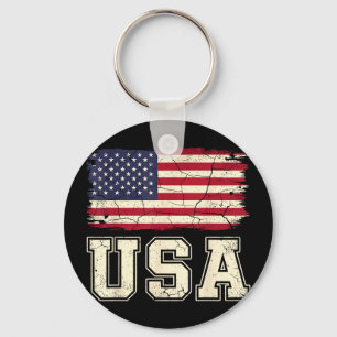 Patriotic usa flag american flag usa 4th of july P Keychain