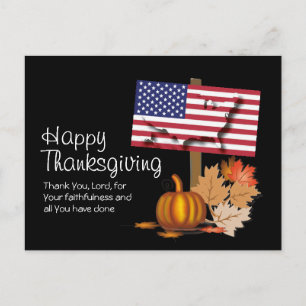 Patriotic USA Flag AMERICAN THANKSGIVING Postcard