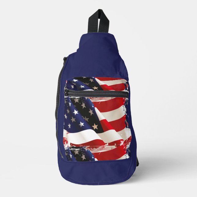 Patriotic USA Flag Backpack Sling Bag (Front)
