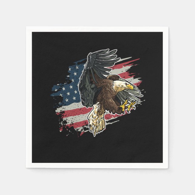 Patriotic USA Flag Bald Eagle Napkins (Front)