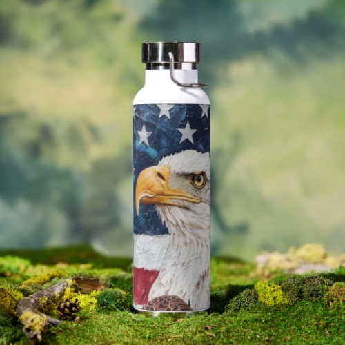 Patriotic USA Flag Bald Eagle Water Bottle