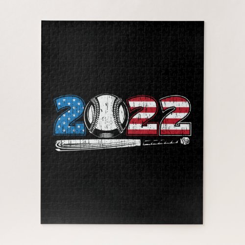 Patriotic USA Flag Baseball Bat 2022 Jigsaw Puzzle