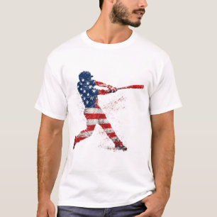Patriotic USA Flag Baseball Batter Splatter Art T-Shirt