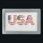 Patriotic USA Flag Belt Buckle<br><div class="desc">USA Belt Buckles - United States of America - American Flag - Patriotic - independence day - July 4th - Customizable - Choose / Add Your Unique Text / Color / Image - Make Your Special Gift - Resize and move or remove and add elements / image with customization tool....</div>