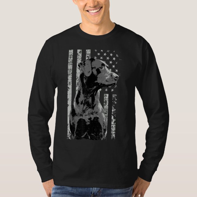 Patriotic Usa Flag Black Labrador  For Lab Owners T-Shirt (Front)