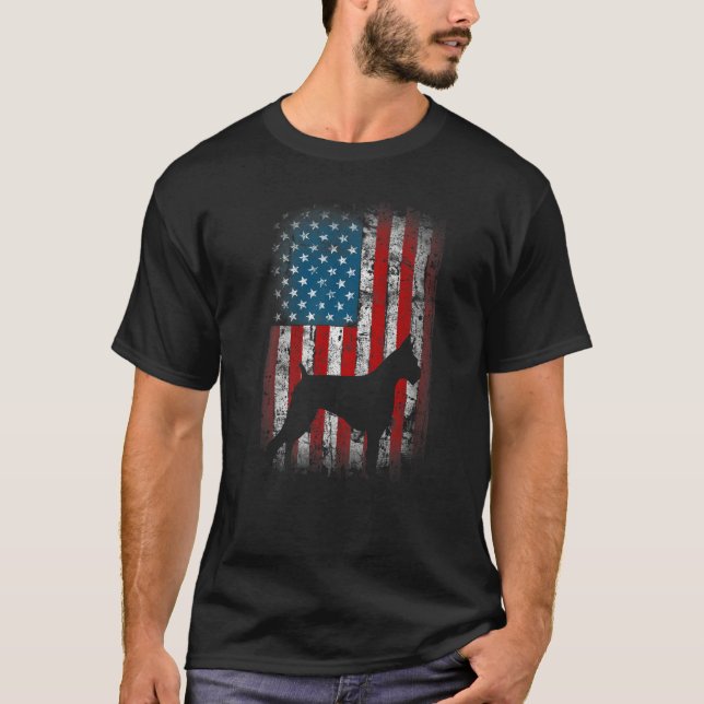 Patriotic USA Flag Boxer Design for Frenchie Owner T-Shirt (Front)