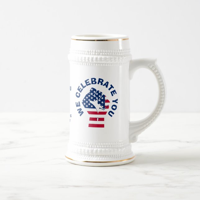 Patriotic USA Flag CELEBRATE BEST DAD EVER Beer Stein (Right)