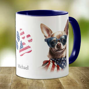 Patriotic USA Flag Chihuahua Dog Mug