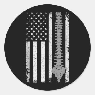 Patriotic Usa Flag Chiropractic Gifts Chiropractor Classic Round Sticker