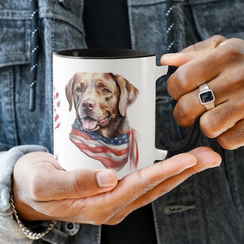 Patriotic USA Flag Chocolate Labrador Retriever Mug