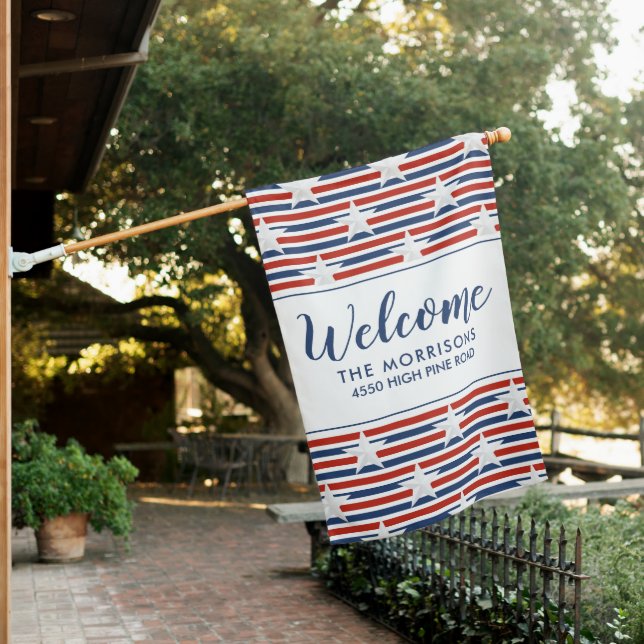 Patriotic USA Flag Custom Name Address Welcome (In SItu)