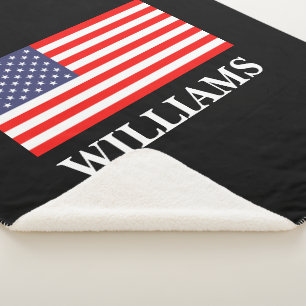 Patriotic USA flag custom Sherpa fleece blanket