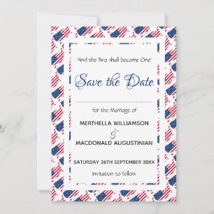 Patriotic USA FLAG Customized Scripture American Save The Date