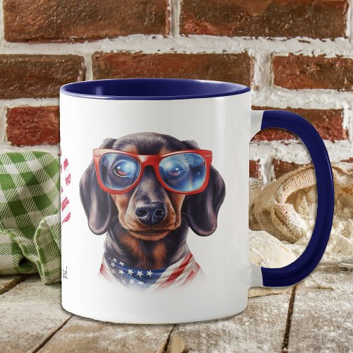 Patriotic USA Flag Dachshund Dog  Mug
