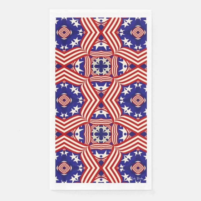 Patriotic USA Flag Design Paper Guest Towels (Front)