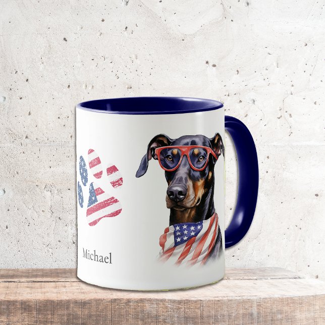 Patriotic USA Flag Doberman Pinscher Dog  Mug (Creator Uploaded)