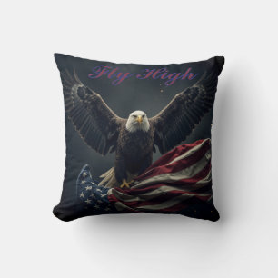 Patriotic USA Flag Eagle Throw Pillow