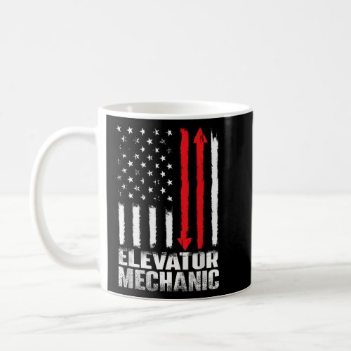 Patriotic USA Flag Elevator Mechanic Elevator Tech Coffee Mug