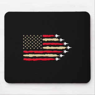 Patriotic Usa Flag Fighter Jets Airplane 4th Of Ju Mouse Pad