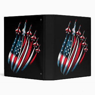 Patriotic USA Flag Fighter Jets Boys 4th of July 3 Ring Binder