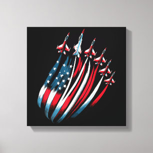Patriotic USA Flag Fighter Jets Boys 4th of July Canvas Print