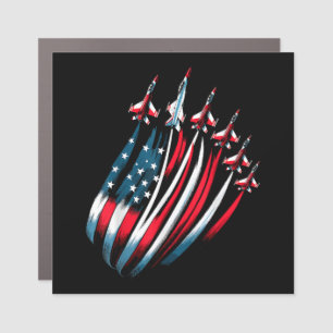 Patriotic USA Flag Fighter Jets Boys 4th of July  Car Magnet