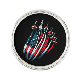 Patriotic USA Flag Fighter Jets Boys 4th of July Lapel Pin