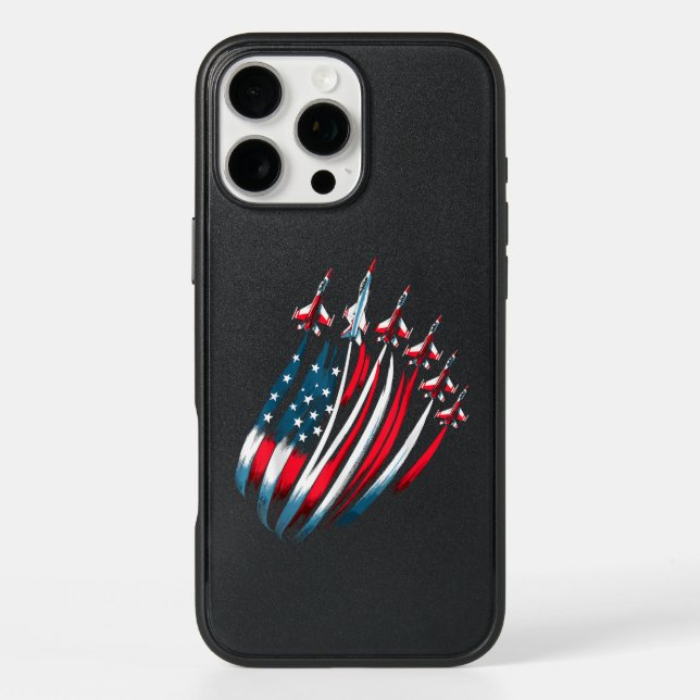 Patriotic USA Flag Fighter Jets Boys 4th of July Otterbox iPhone Case (Back)
