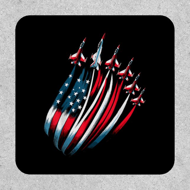 Patriotic USA Flag Fighter Jets Boys 4th of July Patch (Front)