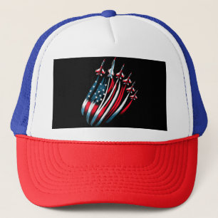 Patriotic USA Flag Fighter Jets Boys 4th of July Trucker Hat