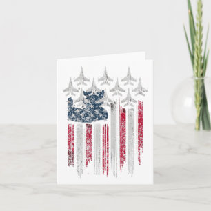 Patriotic Usa Flag Fighter Jets Lover 4th Of July  Card