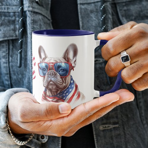 Patriotic USA Flag French Bulldog  Mug