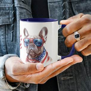 Patriotic USA Flag French Bulldog Mug