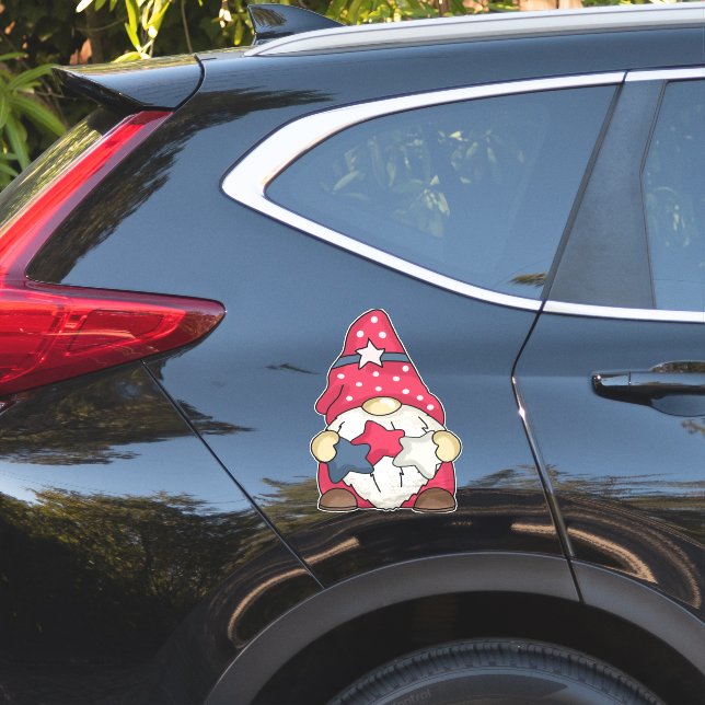 Patriotic USA Flag Garden Gnomes Stars Strips #1 Sticker (Car Side)