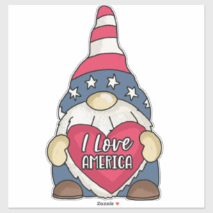 Patriotic USA Flag Garden Gnomes Stars Strips #2 Sticker