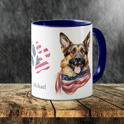 Patriotic USA Flag German Shepherd Dog Mug