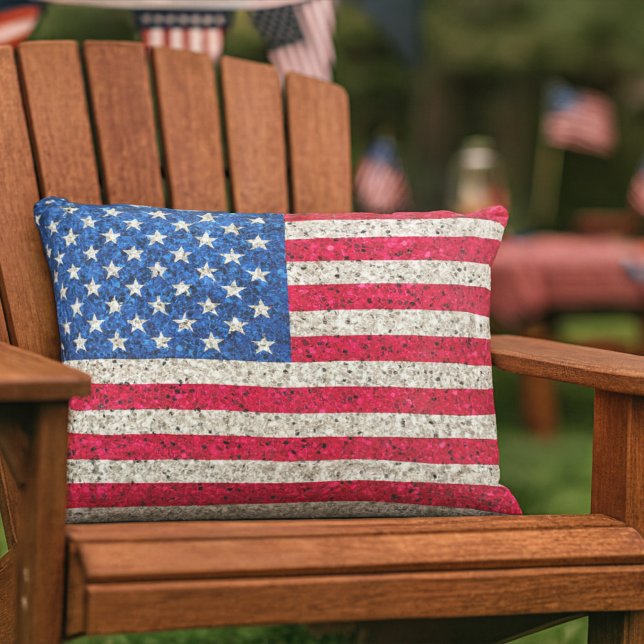     Patriotic USA Flag Glam Glitter American Dream Outdoor Pillow (Creator Uploaded)