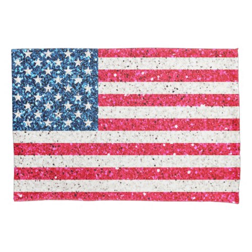     Patriotic USA Flag Glam Glitter American Dream Pillow Case