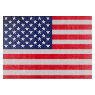 Patriotic USA Flag Glass Cutting Board – America