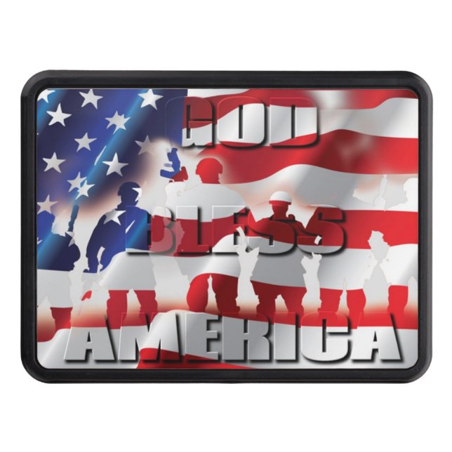 Patriotic USA Flag God Bless America Hitch Cover (Front)