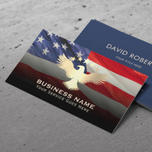 Patriotic USA Flag Gold Eagle Military Service Business Card
