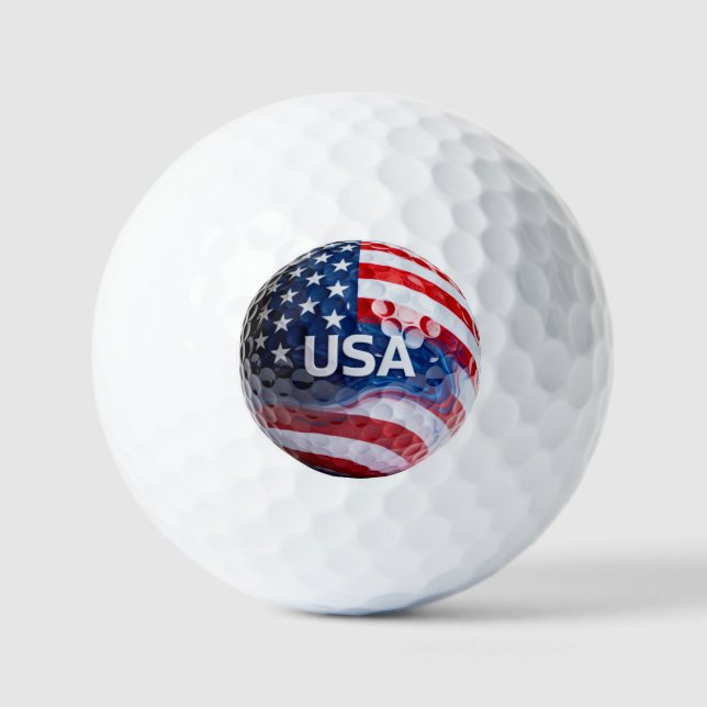 Patriotic USA Flag Golf Ball Macro | American Flag (Front)