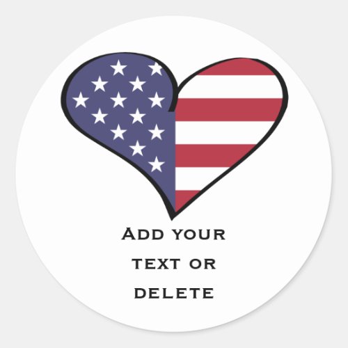 Patriotic USA Flag Heart Custom Party Favors Classic Round Sticker