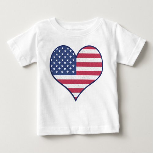 Patriotic USA Flag Heart Home of the Brave Baby T_Shirt