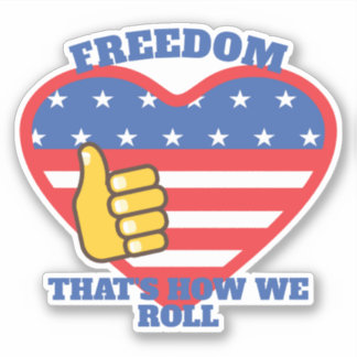 PATRIOTIC USA FLAG HEART THUMBS UP FREEDOM STICKER