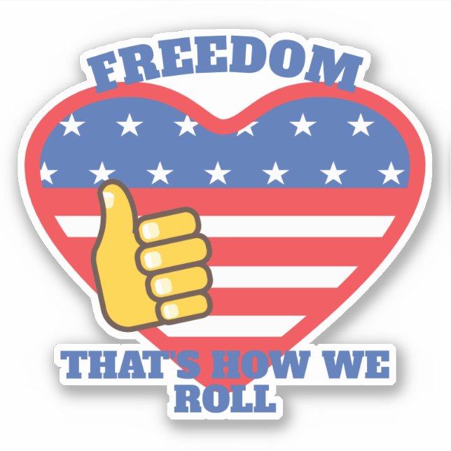 PATRIOTIC USA FLAG HEART THUMBS UP FREEDOM STICKER (Front)