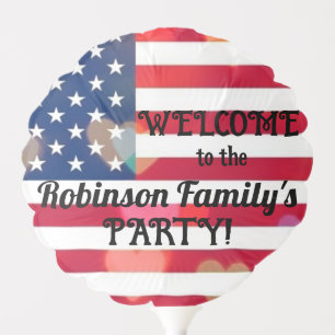 Patriotic USA Flag hearts with calligraphy text Balloon