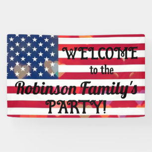 Patriotic USA Flag hearts with calligraphy text  Banner